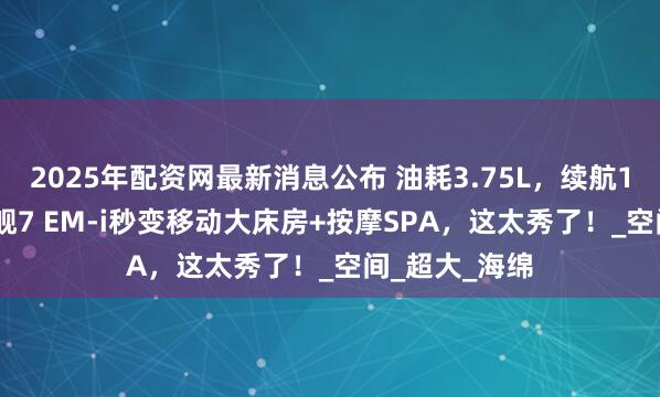 2025年配资网最新消息公布 油耗3.75L，续航1420km！星舰7 EM-i秒变移动大床房+按摩SPA，这太秀了！_空间_超大_海绵