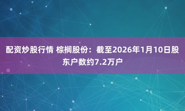 配资炒股行情 棕榈股份：截至2026年1月10日股东户数约7.2万户